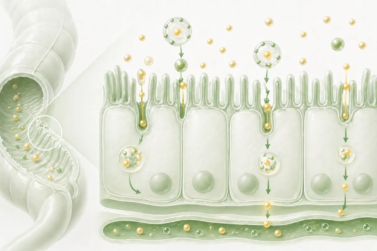 Intestinal cholesterol absorption pathway illustrating ezetimibe mechanism of action